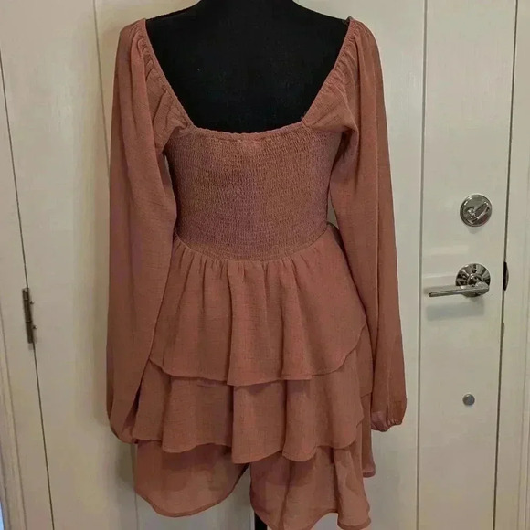 Entro Rose Long Sleeve Ruffle Romper, Size M - Picture 3 of 5
